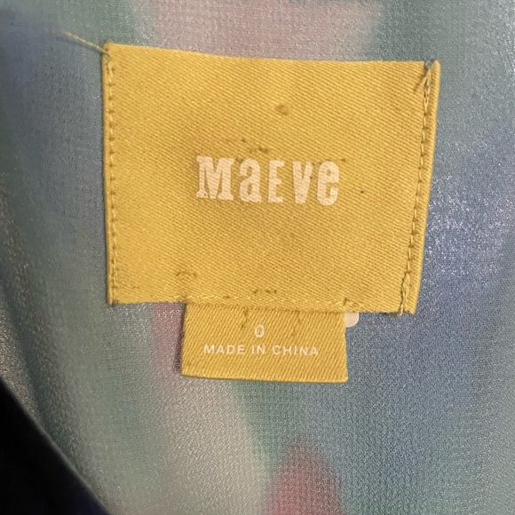 Anthropologie Maeve Aloisia Watercolor Print Silk Maxi Dress Size 0 - Picture 5 of 5